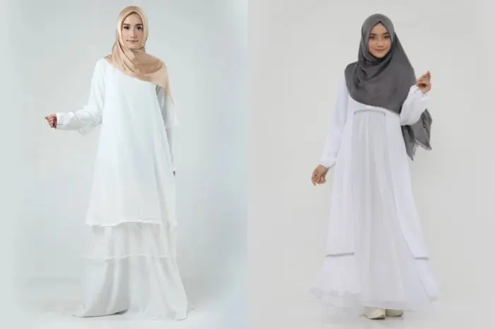 Model Gamis Putih Mewah Cocok Buat Lebaran